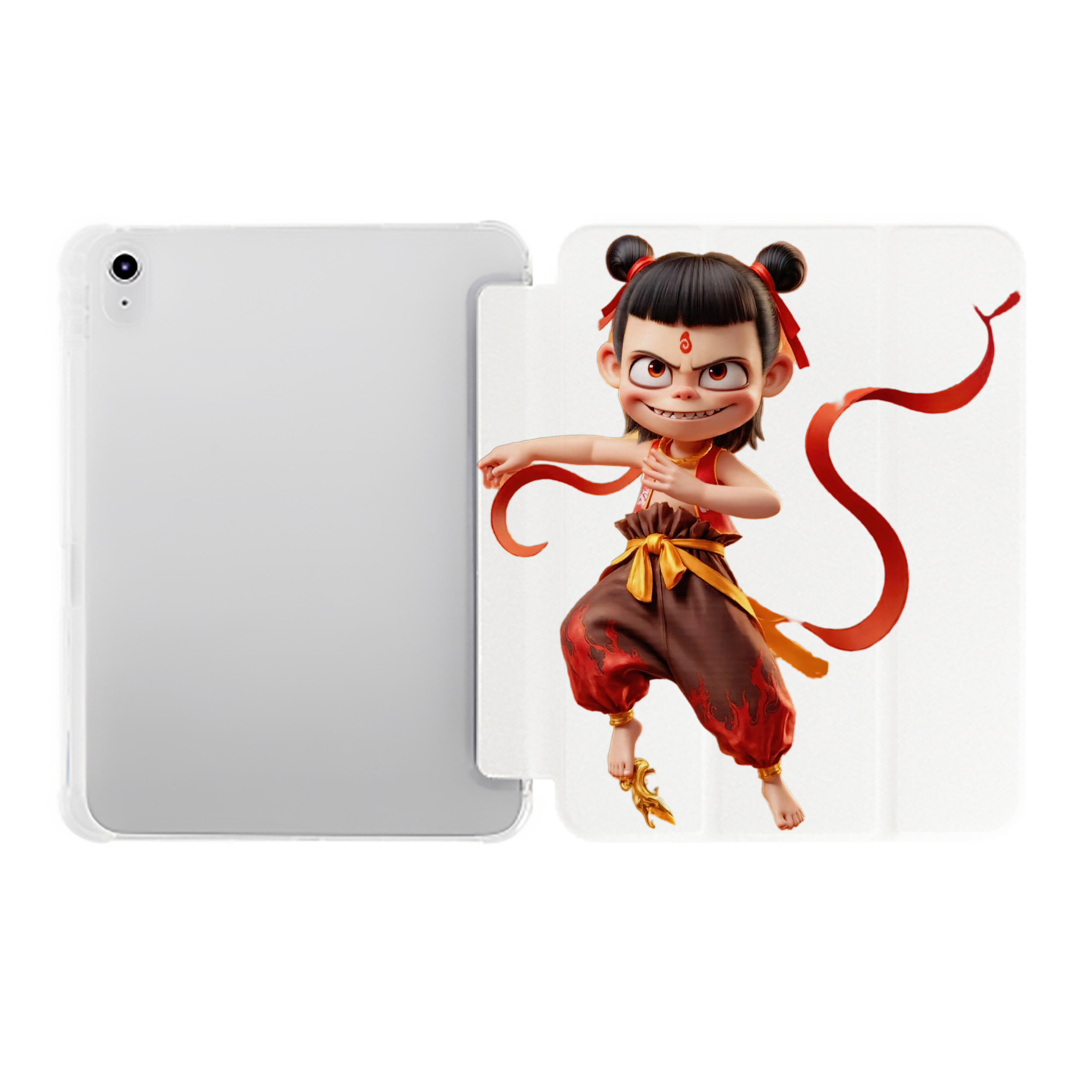 （画像用） Ne Zha 2 ナタ 魔童の大暴れ IPad ケース ペン収納付き 三つ折りスタンド PUレザー×シリコン 対応機種9.5/10.5/10.9インチ